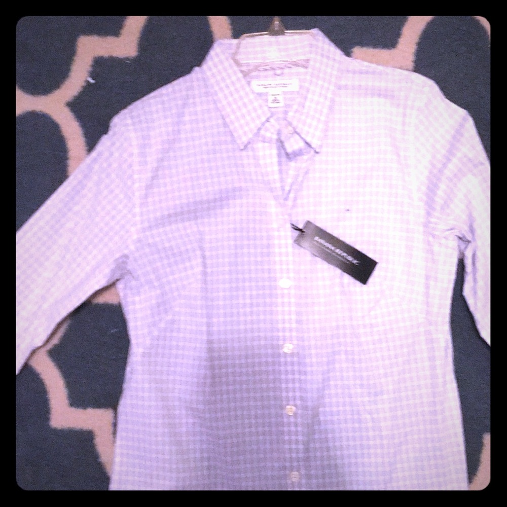 Blue plaid stretch shirt. NWT. Non-iron.